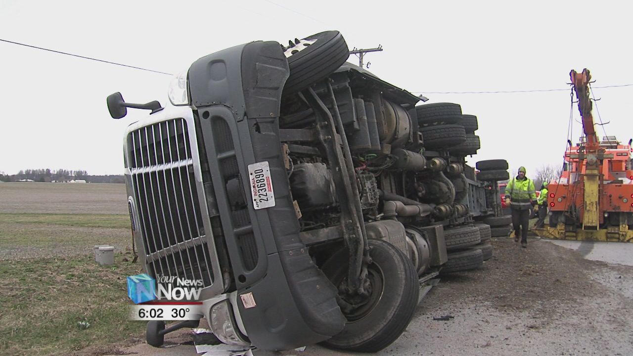 Semi-truck overturns on State Route 81
